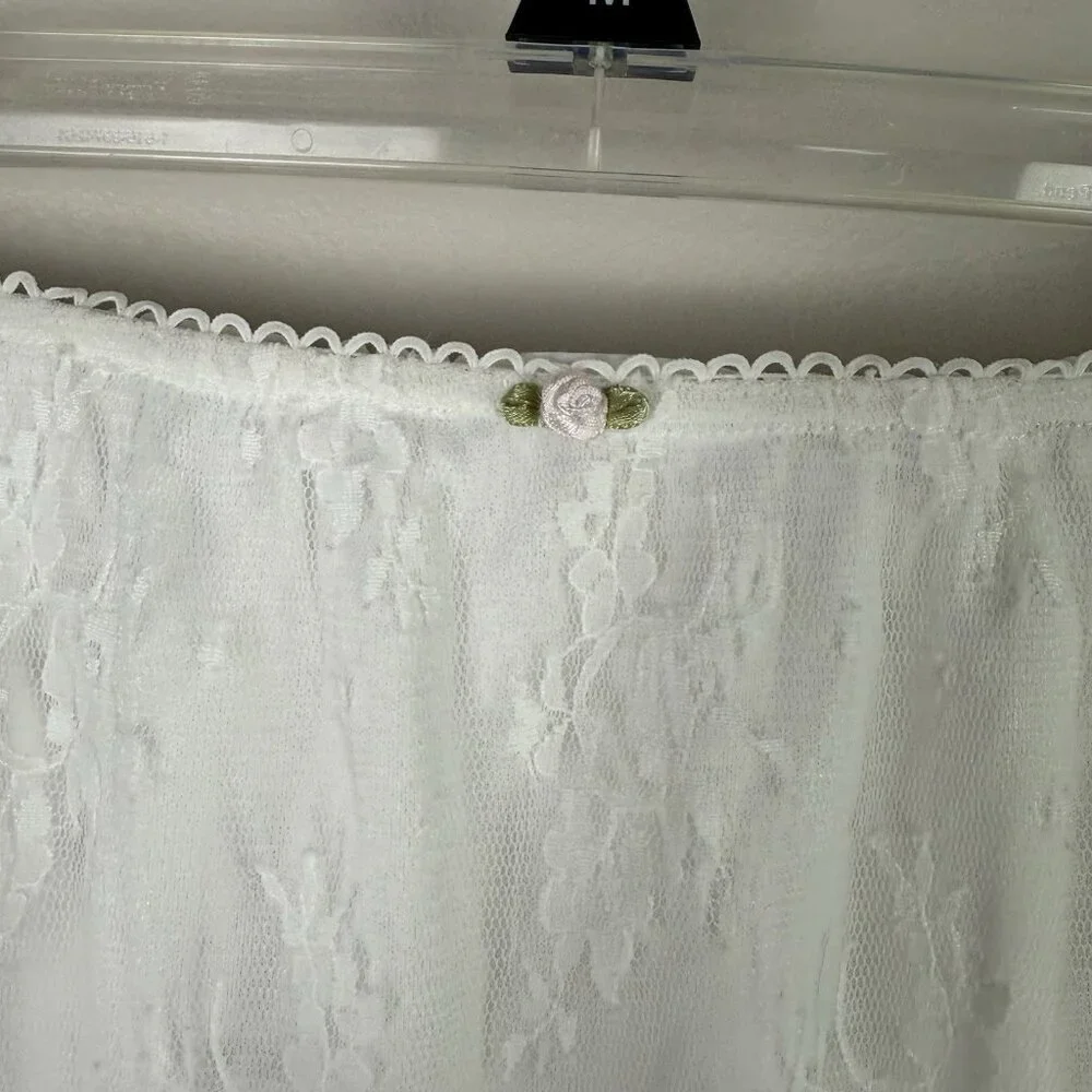 All In Favor White Lace Midi Skirt Small Sheer Overlay Lined NWOT Cottagecore - Picture 6 of 11